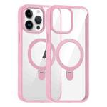 For iPhone 13 Pro High Transparency MagSafe Holder Phone Case(Pink)