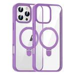 For iPhone 16 Pro Max High Transparency MagSafe Holder Phone Case(Purple)