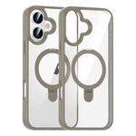 For iPhone 16 High Transparency MagSafe Holder Phone Case(Titanium Gold)