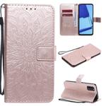 For OPPO A52 / A72 / A92 Sun Embossing Pattern Horizontal Flip Leather Case with Card Slot & Holder & Wallet & Lanyard(Rose Gold)
