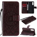 For OPPO Reno3 Pro 4G Sun Embossing Pattern Horizontal Flip Leather Case with Card Slot & Holder & Wallet & Lanyard(Brown)