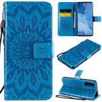 For OPPO Reno3 Pro / Find X2 Neo Sun Embossing Pattern Horizontal Flip Leather Case with Card Slot & Holder & Wallet & Lanyard(Blue)