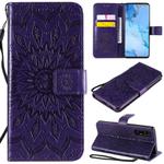 For OPPO Reno3 Pro / Find X2 Neo Sun Embossing Pattern Horizontal Flip Leather Case with Card Slot & Holder & Wallet & Lanyard(Purple)