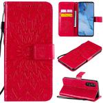 For OPPO Reno3 Pro / Find X2 Neo Sun Embossing Pattern Horizontal Flip Leather Case with Card Slot & Holder & Wallet & Lanyard(Red)