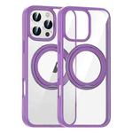 For iPhone 16 Pro Max High Transparency 360 Degree Rotating Holder MagSafe Phone Case(Purple)