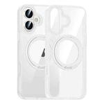 For iPhone 16 High Transparency 360 Degree Rotating Holder MagSafe Phone Case(Transparent)