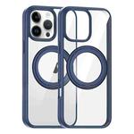 For iPhone 15 Pro Max High Transparency 360 Degree Rotating Holder MagSafe Phone Case(Dark Blue)