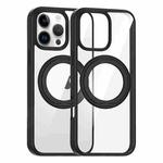 For iPhone 15 Pro Max High Transparency 360 Degree Rotating Holder MagSafe Phone Case(Black)