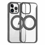 For iPhone 15 Pro High Transparency 360 Degree Rotating Holder MagSafe Phone Case(Titanium Gray)