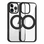 For iPhone 15 Pro High Transparency 360 Degree Rotating Holder MagSafe Phone Case(Black)