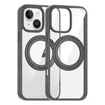 For iPhone 15 High Transparency 360 Degree Rotating Holder MagSafe Phone Case(Titanium Gray)