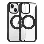 For iPhone 15 High Transparency 360 Degree Rotating Holder MagSafe Phone Case(Black)