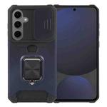 For Samsung Galaxy S24 FE 5G Camera Shield Card Slot PC Hybrid TPU Phone Case(Blue)