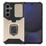 For Samsung Galaxy S24 FE 5G Camera Shield Card Slot PC Hybrid TPU Phone Case(Gold)