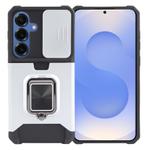 For Samsung Galaxy S25+ 5G Camera Shield Card Slot PC Hybrid TPU Phone Case(Silver)