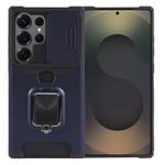 For Samsung Galaxy S25 Ultra 5G Camera Shield Card Slot PC Hybrid TPU Phone Case(Blue)