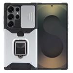 For Samsung Galaxy S25 Ultra 5G Camera Shield Card Slot PC Hybrid TPU Phone Case(Silver)