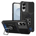 For Samsung Galaxy S25 Edge 5G Camera Shield Card Slot PC+TPU Phone Case(Black)