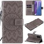 For Samsung Galaxy Note20 5G Sun Embossing Pattern Horizontal Flip Leather Case with Card Slot & Holder & Wallet & Lanyard(Grey)