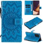 For Samsung Galaxy Note20 Ultra 5G Sun Embossing Pattern Horizontal Flip Leather Case with Card Slot & Holder & Wallet & Lanyard(Blue)