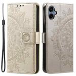 For Samsung Galaxy A06 5G / 4G Totem Flower Embossed Leather Phone Case with Lanyard(Gold)