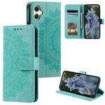 For Samsung Galaxy A07 4G Totem Flower Embossed Leather Phone Case with Lanyard(Green)