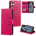 For Samsung Galaxy A07 4G Totem Flower Embossed Leather Phone Case with Lanyard(Red)