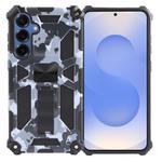For Samsung Galaxy S25 5G Camouflage Armor Kickstand TPU Hybrid PC Magnetic Phone Case(Grey)