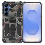 For Samsung Galaxy S25+ 5G Camouflage Armor Kickstand TPU Hybrid PC Magnetic Phone Case(Army Green)