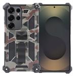 For Samsung Galaxy S25 Ultra 5G Camouflage Armor Kickstand TPU Hybrid PC Magnetic Phone Case(Army Green)
