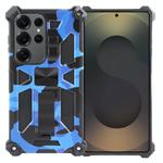 For Samsung Galaxy S25 Ultra 5G Camouflage Armor Kickstand TPU Hybrid PC Magnetic Phone Case(Dark Blue)