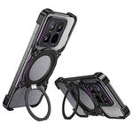 For Xiaomi 15 Mechanical Arm Borderless MagSafe Holder Metal Phone Case(Black Purple)
