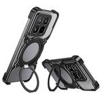 For Xiaomi 15 Pro Mechanical Arm Borderless MagSafe Holder Metal Phone Case(Black Silver)