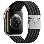 For Apple Watch 46mm / 49mm / 45mm / 44mm Parachute Buckle 4-Stripe Braided Nylon Watch Band(Black Grey)