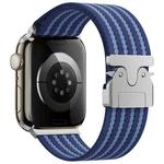 For Apple Watch 46mm / 49mm / 45mm / 44mm Parachute Buckle 4-Stripe Braided Nylon Watch Band(Full Blue)