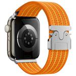 For Apple Watch 46mm / 49mm / 45mm / 44mm Parachute Buckle 4-Stripe Braided Nylon Watch Band(Orange Yellow)