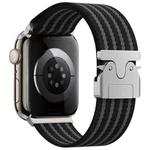 For Apple Watch 42mm / 41mm / 40mm / 38mm Parachute Buckle 4-Stripe Braided Nylon Watch Band(Black Grey)