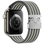 For Apple Watch 42mm / 41mm / 40mm / 38mm Parachute Buckle 4-Stripe Braided Nylon Watch Band(Grey Light Yellow)