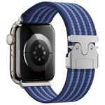 For Apple Watch 42mm / 41mm / 40mm / 38mm Parachute Buckle 4-Stripe Braided Nylon Watch Band(Full Blue)