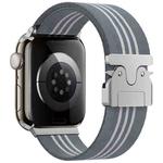 For Apple Watch 42mm / 41mm / 40mm / 38mm Parachute Buckle 3-Stripe Braided Nylon Watch Band(Grey White)