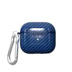 For AirPods 4 Carbon Fiber Texture TPU Shockproof Protective Earphone Case with Hook(Sapphire Blue)