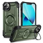 For iPhone 13 Lens Holder MagSafe Phone Case(Army Green)