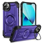 For iPhone 13 Lens Holder MagSafe Phone Case(Purple)