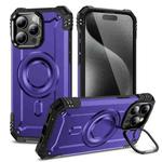 For iPhone 15 Pro Max Lens Holder MagSafe Phone Case(Purple)