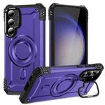 For Samsung Galaxy S23 5G Lens Holder MagSafe Phone Case(Purple)