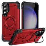 For Samsung Galaxy S23+ 5G Lens Holder MagSafe Phone Case(Red)
