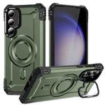 For Samsung Galaxy S23+ 5G Lens Holder MagSafe Phone Case(Army Green)