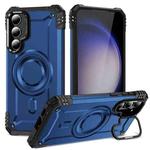 For Samsung Galaxy S23+ 5G Lens Holder MagSafe Phone Case(Blue)