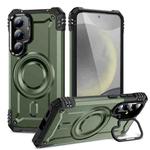 For Samsung Galaxy S24 5G Lens Holder MagSafe Phone Case(Army Green)