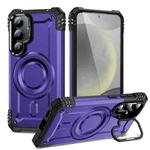 For Samsung Galaxy S24 5G Lens Holder MagSafe Phone Case(Purple)